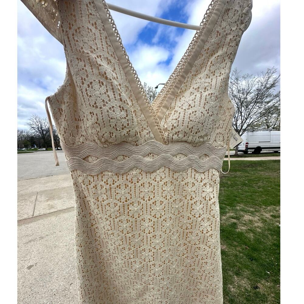 Vintage Phoebe Couture Women’s Silk Lined Cotton Dress Size 10 Cream - Picture 13 of 14
